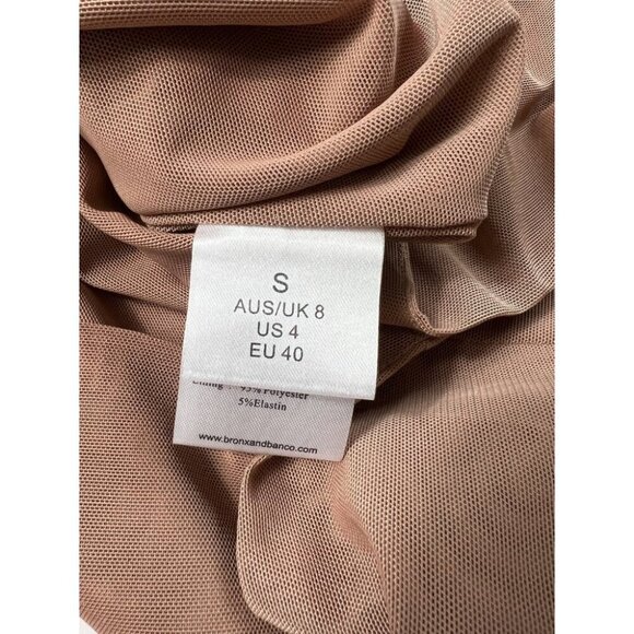 Bronx and Banco Mini Dress One-Shoulder Beige Semi-Sheer – Size 8 – Cocktail - Picture 4 of 9